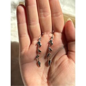 Silver Vine And Leaf Dangle Earrings